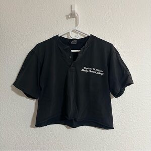 Vintage Y2K Harley Davidson Women’s Black Short Sleeve Tshirt Cropped Size L